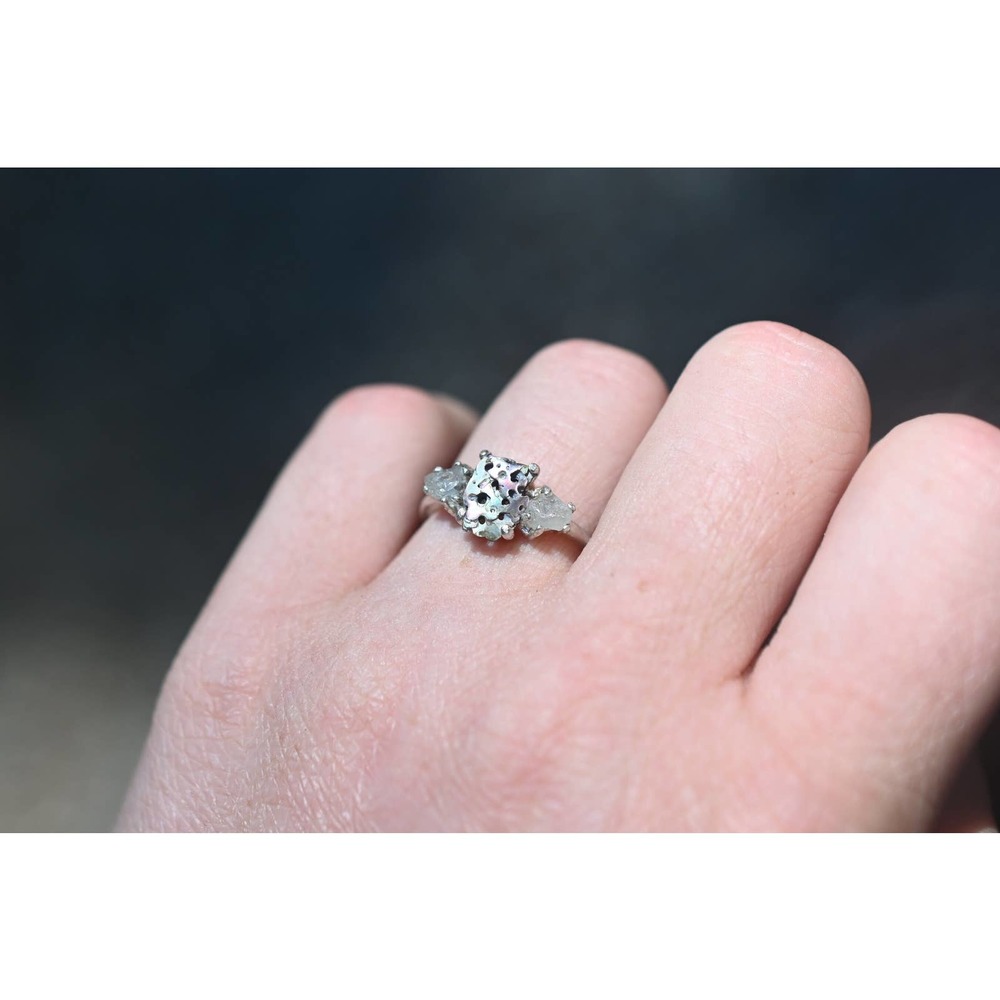 Abalone shell and Montana sapphire ring,